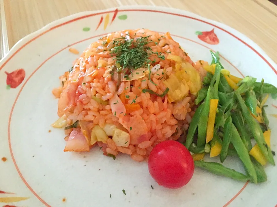 #今日のランチ は、お家でキャベツ入りケチャップライス|sono.kさん