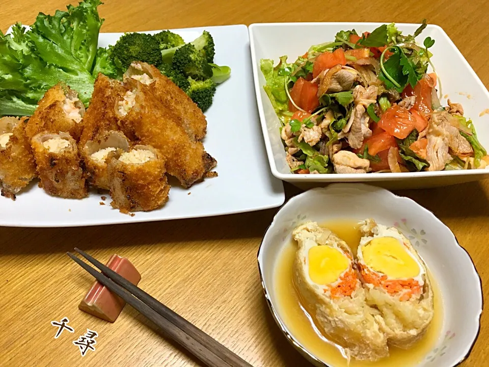 Snapdishの料理写真:今夜も母の料理で晩御飯🍻🍻|川上千尋さん