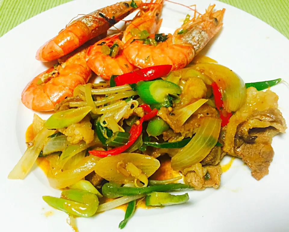 Beef, Shrimp and Vegies Sautéed in Butter|Jaimie Alvarezさん