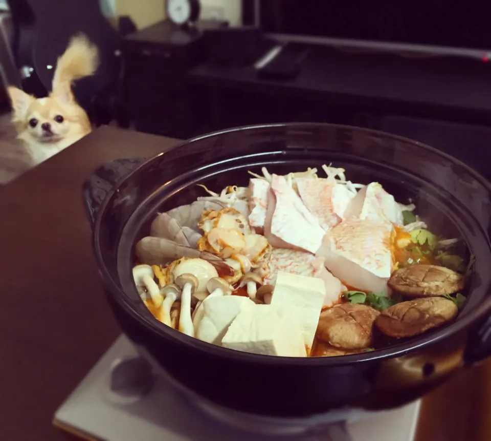 Snapdishの料理写真:鯛を丸ごと使った海鮮キムチ鍋|Tedo's Kitchen Okinawaさん