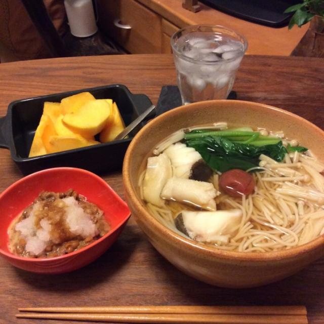 鱈と梅のにゅうめん 白石うーめんで納豆 大根おろしのっけ 柿 15 10 12 キラ姫 Snapdish スナップディッシュ Id Nrexha