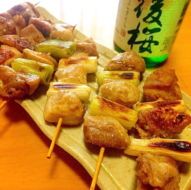 魚焼きグリルで 焼き鳥 塩味 Grilled chicken #yakitori|ガク魁‼︎男飯さん