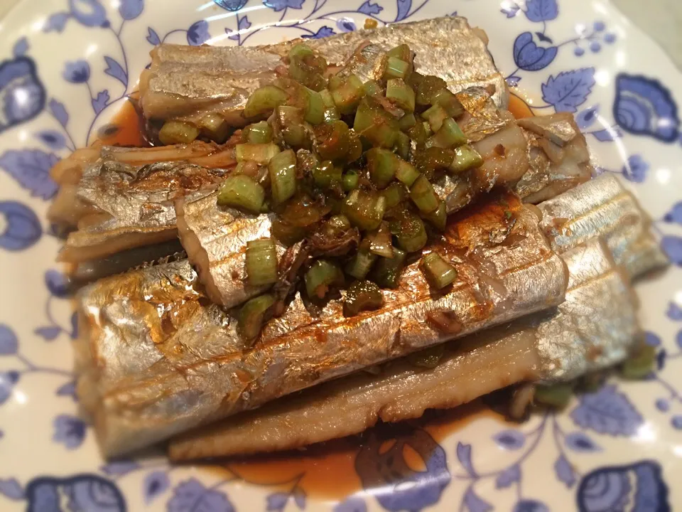 Snapdishの料理写真:釣った太刀魚の焦がし醤油焼き|Rukuさん