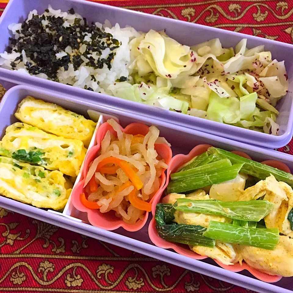 鶏ささみと小松菜のカレー風味弁当|もえさん