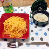 糖質ゼロ麺でナポリタン。
きのこの豆乳スープ|akeさん