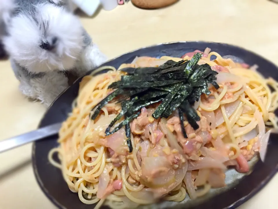 塩辛納豆ツナパスタ！|おぬぬさん