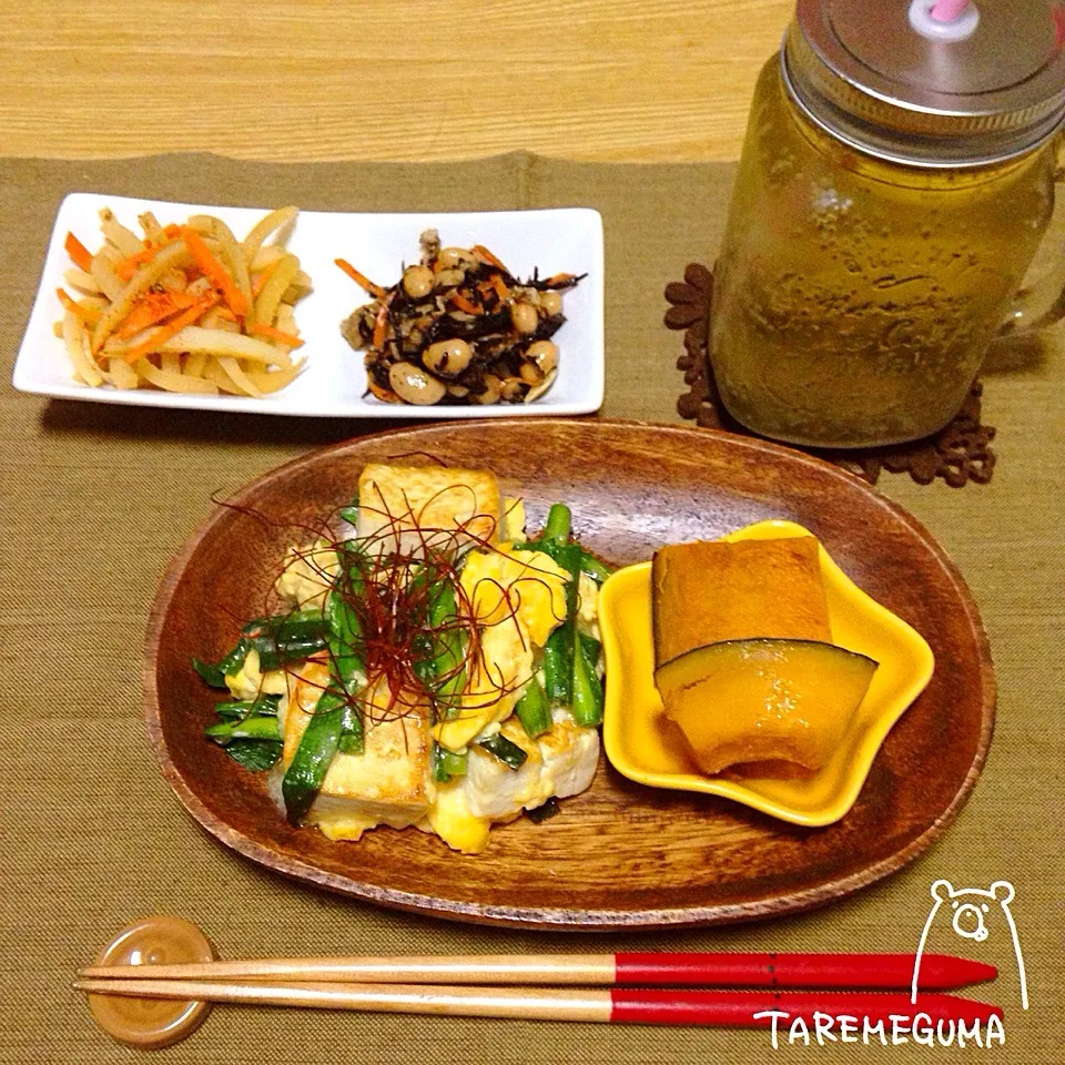 ニラ玉豆腐 と常備菜|たれめぐま◡̈✩*さん