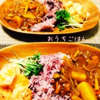 エビマヨ&10穀米きのこが香るカレー♡|まいまいさん