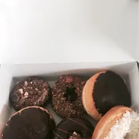 Snapdishの料理写真:Twix, Snickers, Pineapple Coconut, Boston Cream Doughnuts from Jupiter Doughnut Factory in Royal Palm Beach, FL|patience pecoraroさん