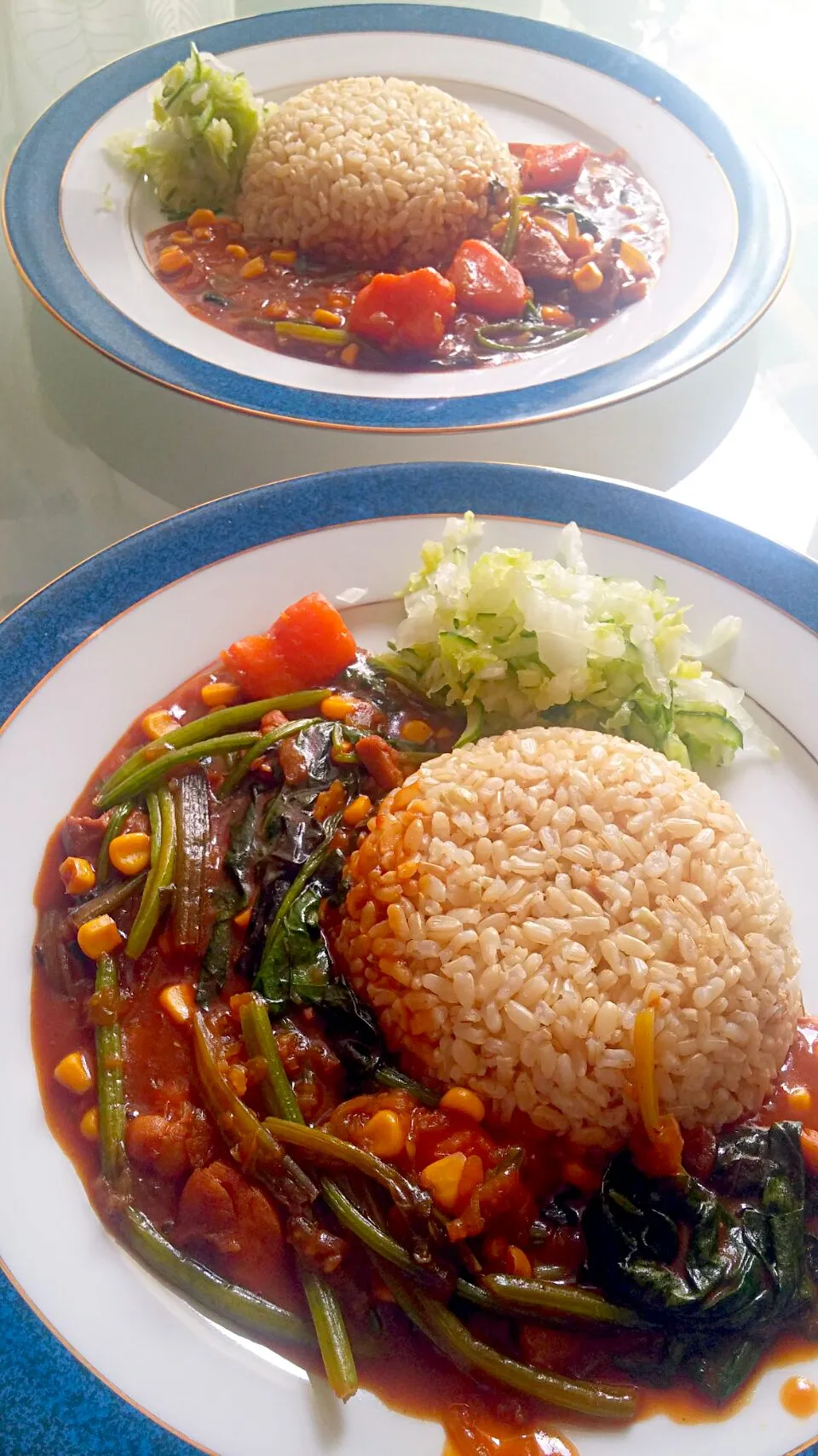 Vegetarian tomato casserole with brown rice n Japanese pickles  
 #Healthy  #Lunch  #Vegetarian|noriko takiyama のりねぇですさん