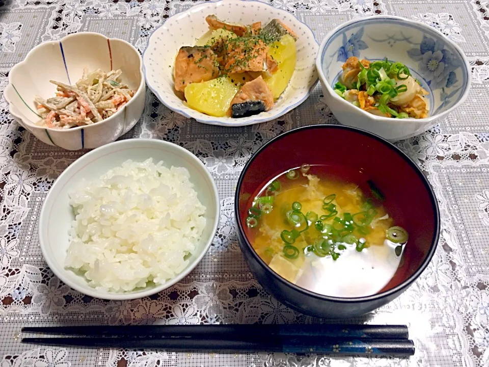 鮭のバター炒め
ホタテのねぎ炒め
ごぼうサラダ|ゆきさんʕ·͡ˑ·ཻʔෆ⃛さん