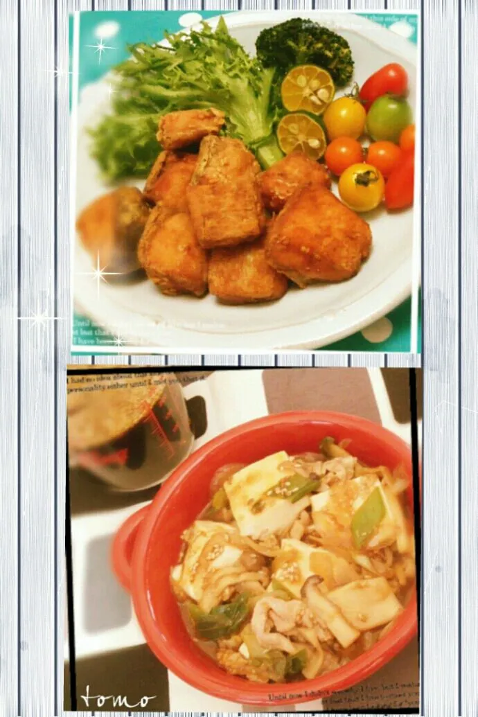 ボンちゃんの焼肉のたれ♪💕で 鮭の竜田揚げ＆すき煮風煮込み|ともさん