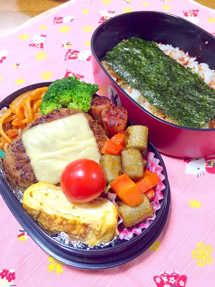 チーズinハンバーグ弁当♡お母さん用２５|miiさん