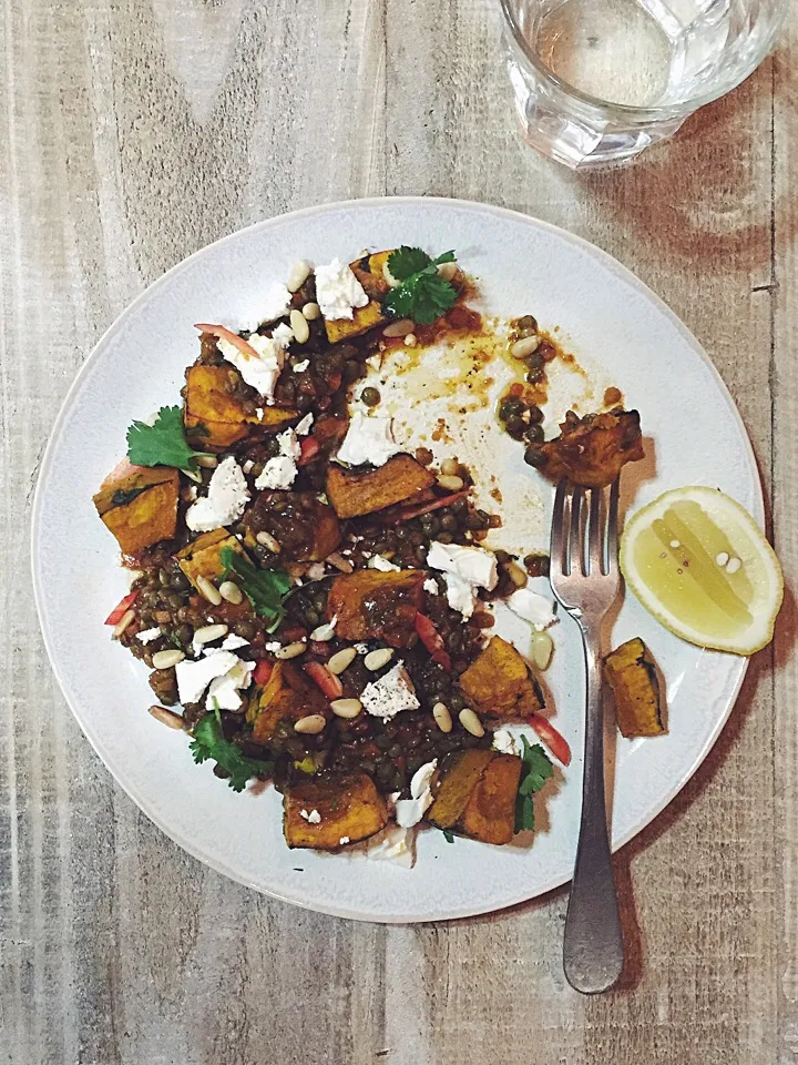 Roasted pumpkin and spiced lentils,feta cheese|rick chanさん