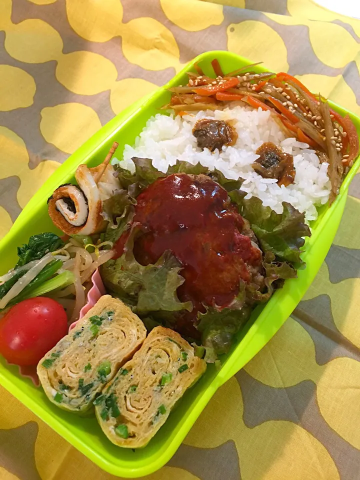 Snapdishの料理写真:2015.10.20 中3男子ハンバーグ弁当😋|mari-pさん