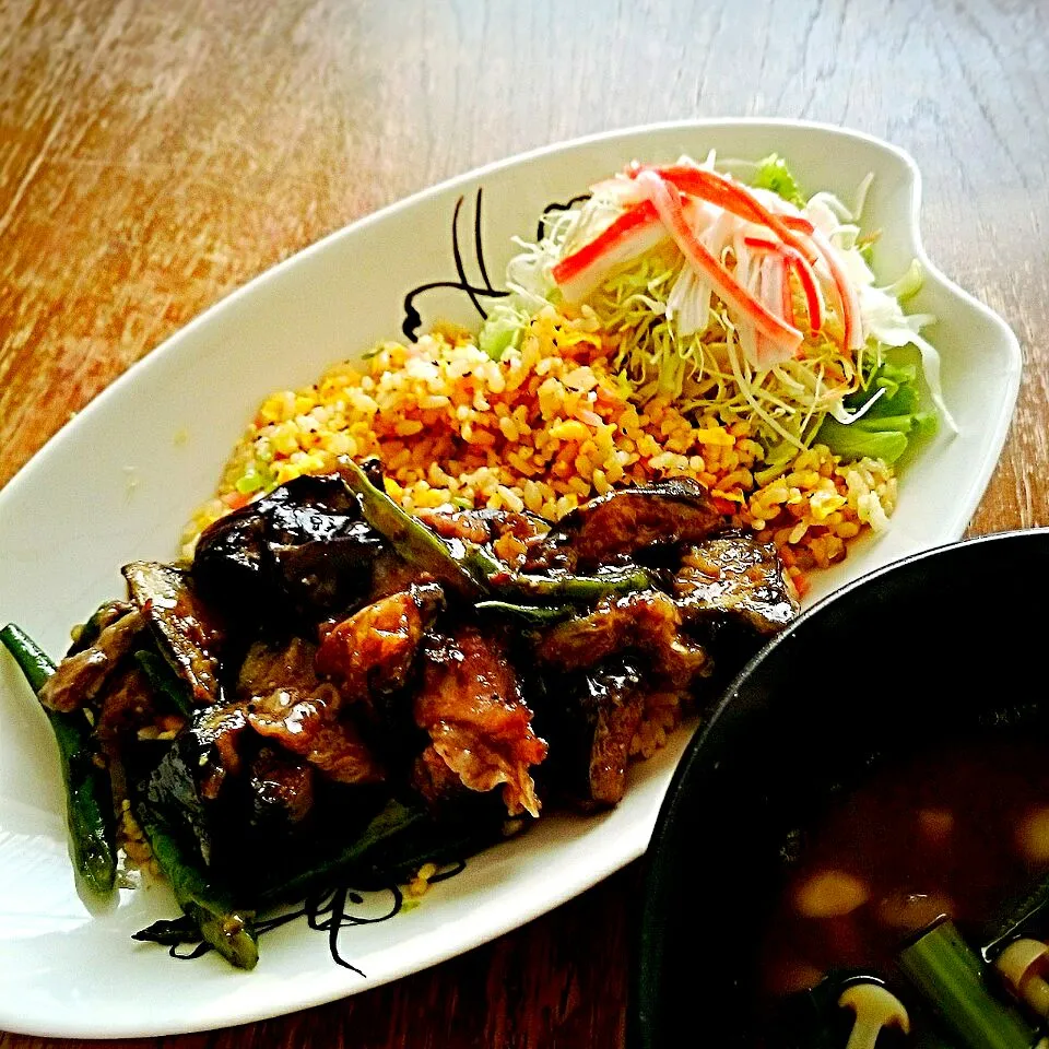 茄子の餡掛け炒飯|プチテンよすさん