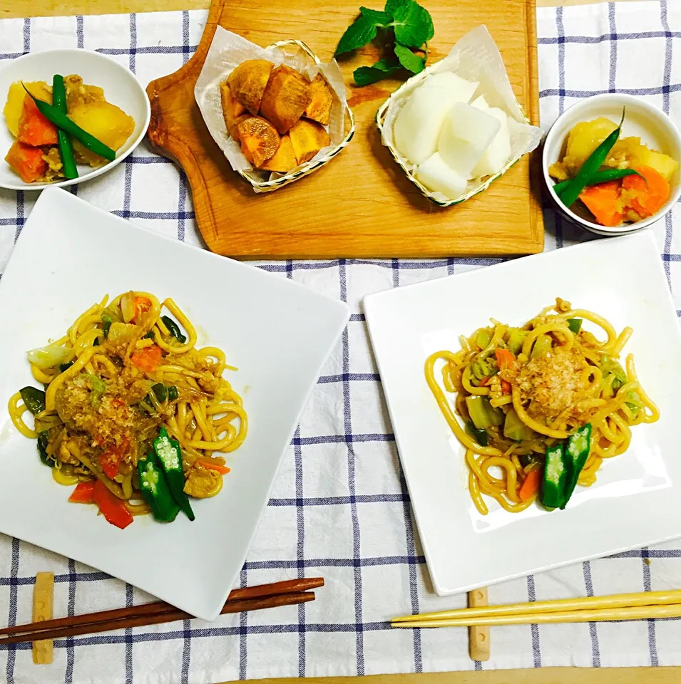 焼きうどん&肉ジャガ|ゆみちゃさん