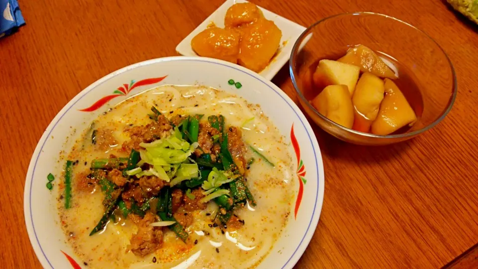 味噌汁アレンジ(*´艸｀*)簡単担々うどん❤白はんぺんの煮物❤じゃがいもの味噌煮|國持千晴さん