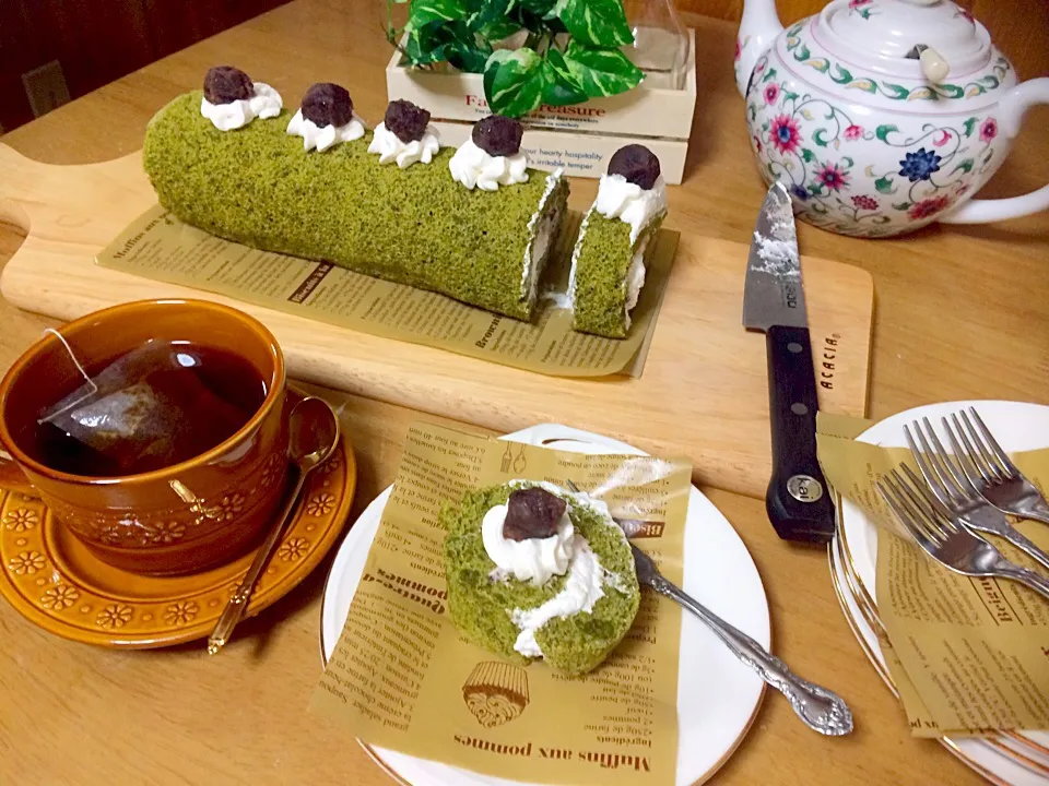 Green tea /matcha roll cake for relaxing evening|Babyluv Cabrera Ocampoさん