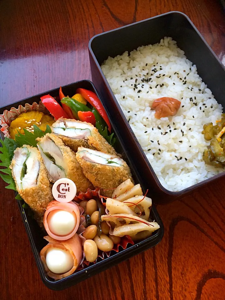 鯵の紫蘇チーズ巻き弁当|二キィさん