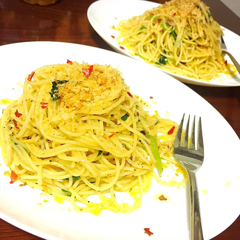 sardines and toasted garlic spaghetti|Laarni Nabongさん