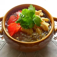 🐥鶏肉とトマト🍅のスープ春雨