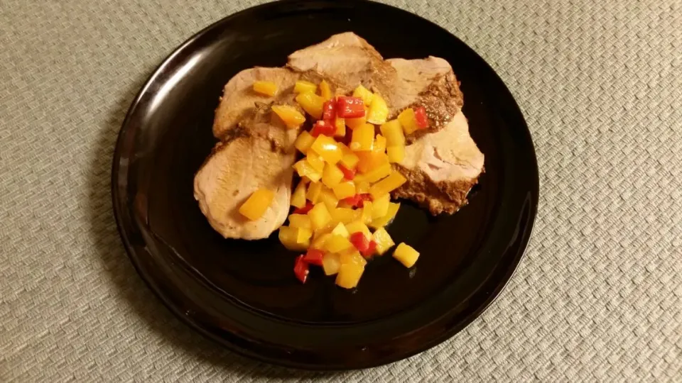 pork tenderloin roasted with apple pepper compote|Joshua Dean Dilleshawさん