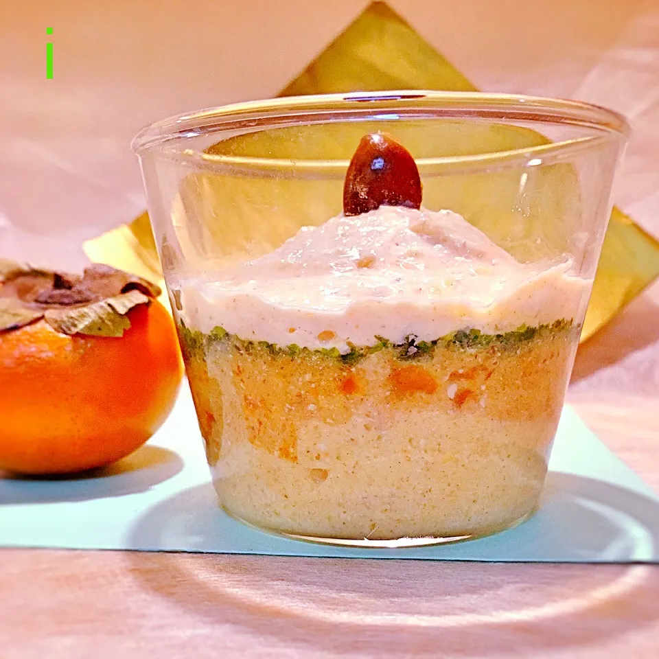 層をなした柿の白和え【 minced persimmon and tofu in layered style dressed w/ miso 】|izoomさん