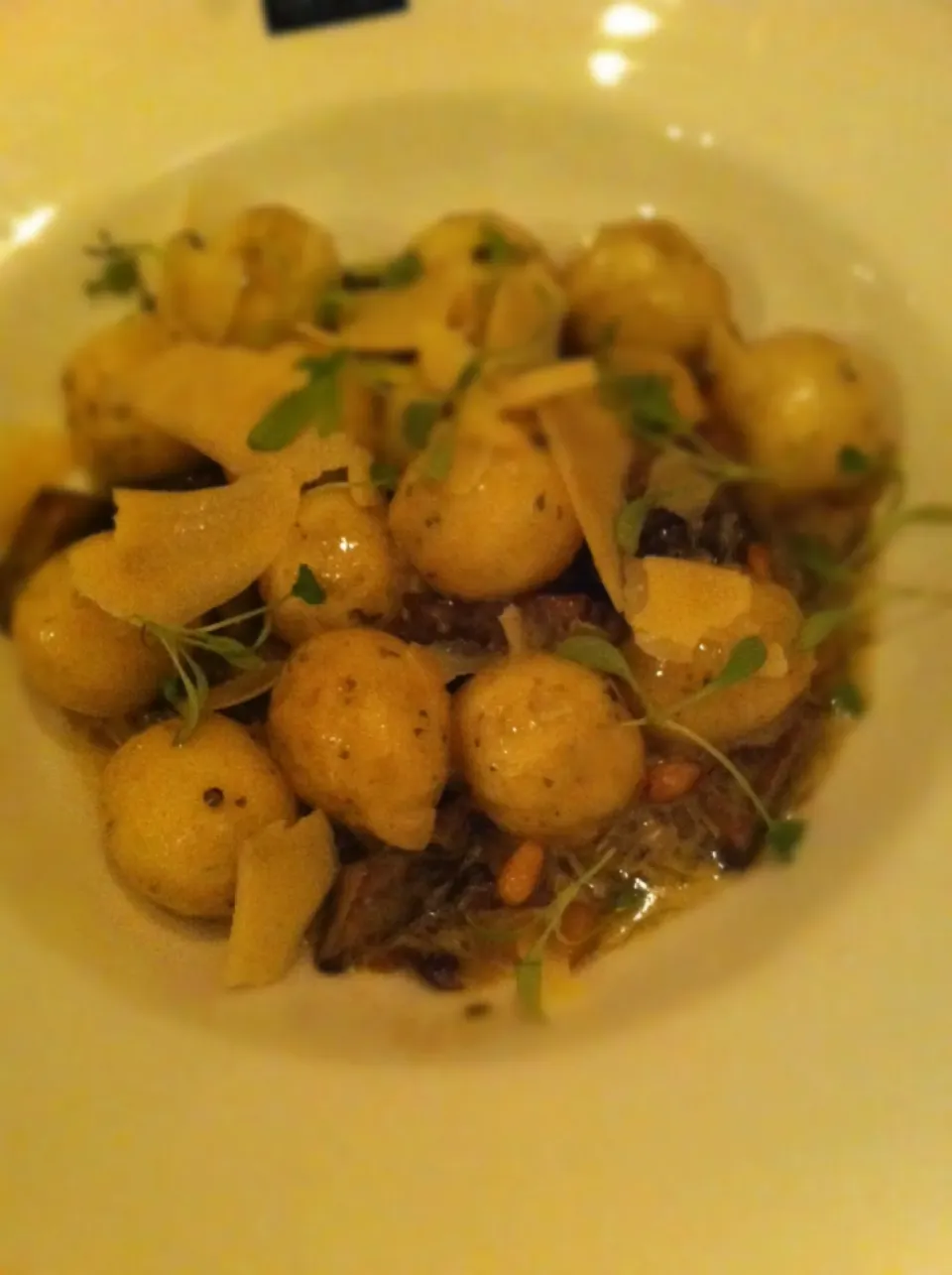 Snapdishの料理写真:Vegetarian dinner - mushroom and goats cheese gnocchi|🍓Jolejo🍓さん