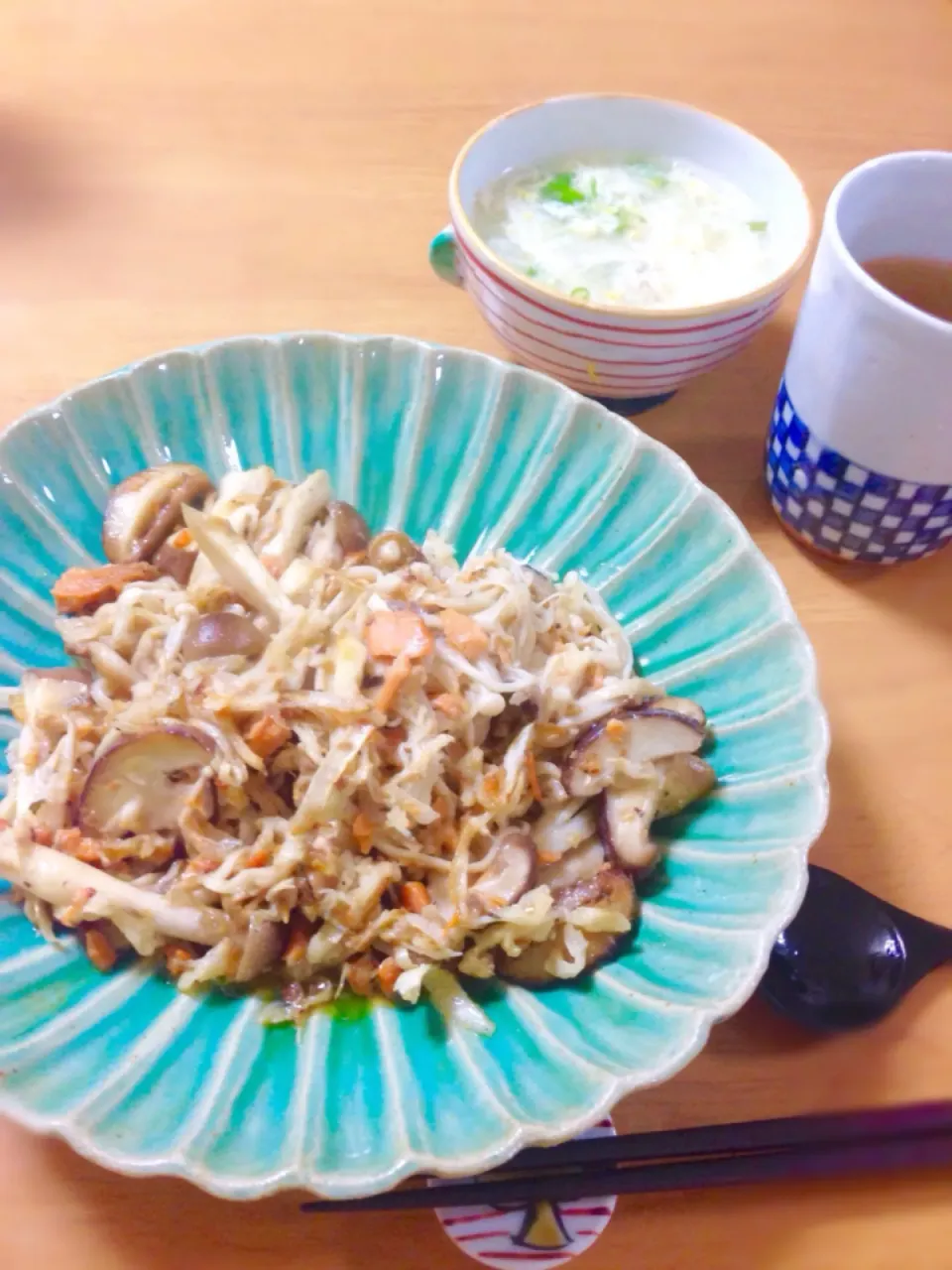 サーモンと木の子のパスタ、、ではなく切り干し大根❗️糖質制限な夕食。|kctreeさん