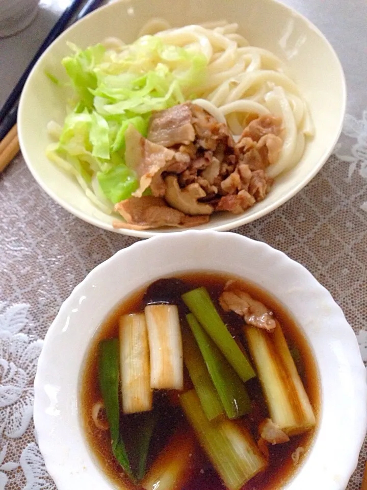 長ネギたっぷり肉汁のつけうどん|めぐまんさん