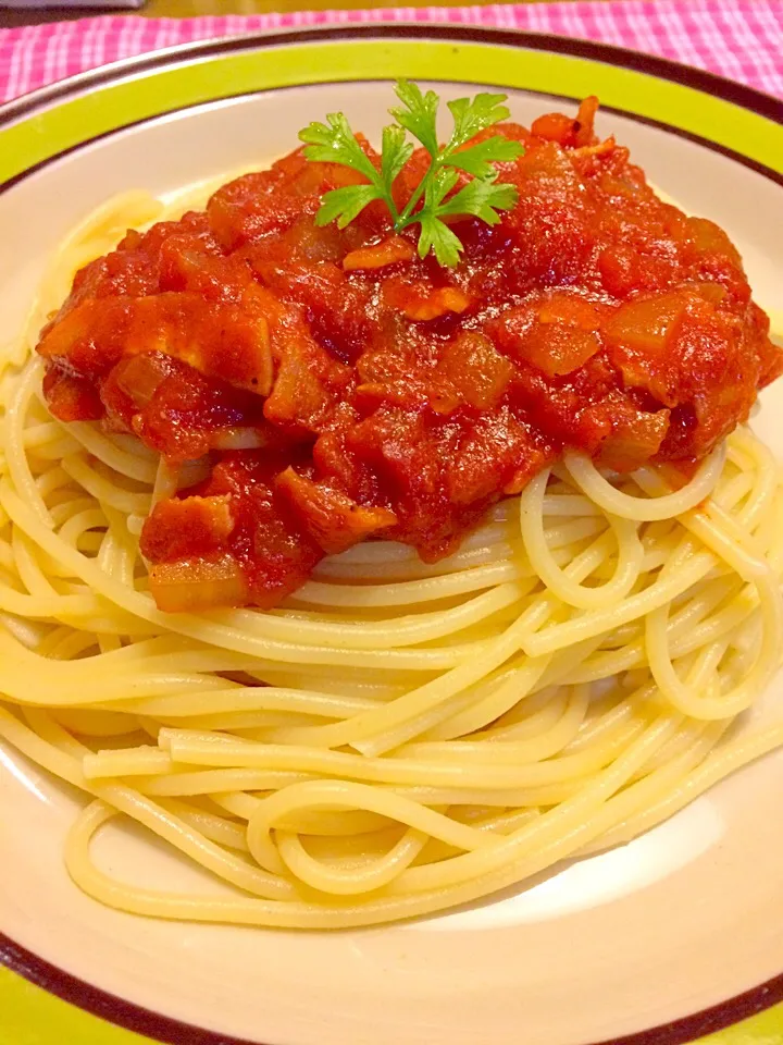 トマトパスタで夕食🍝🍝|かずみさん