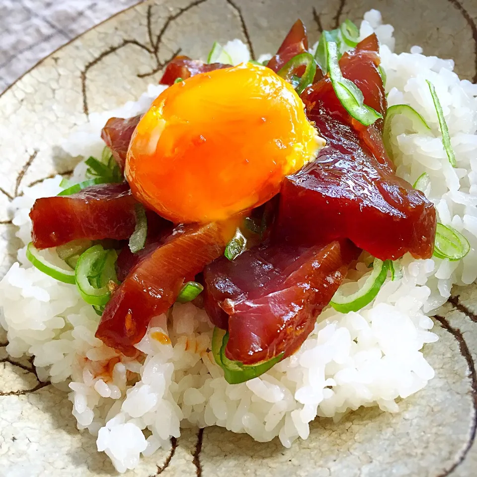 鰹の刺し身（残り半分）で漬け丼|アッツさん