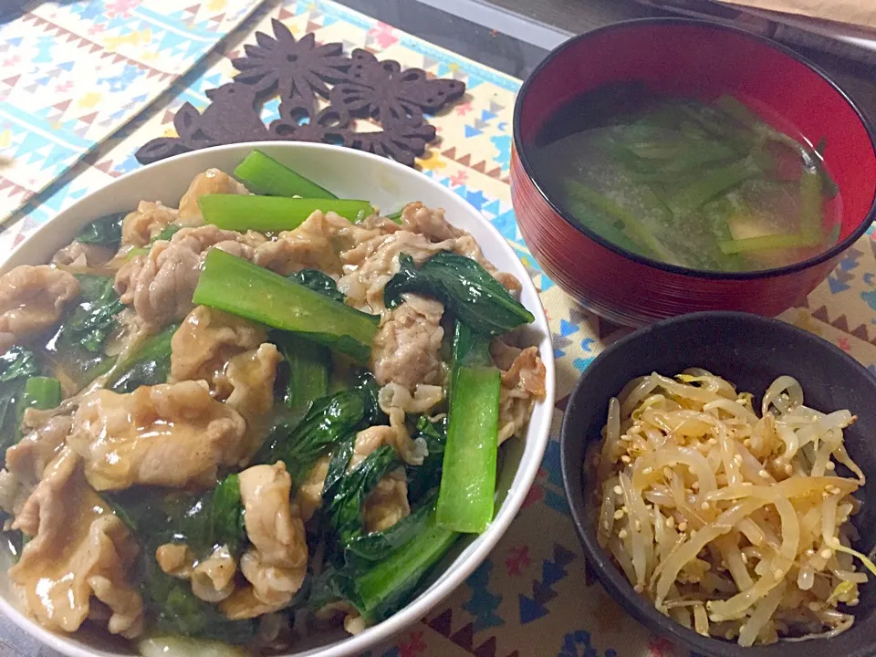 小松菜と豚肉のあんかけ丼|みーこさん