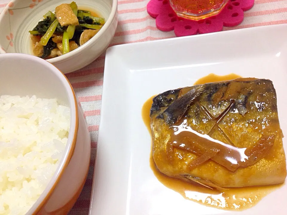 鯖の味噌煮 小松菜のおひたし|ぴーちちさん