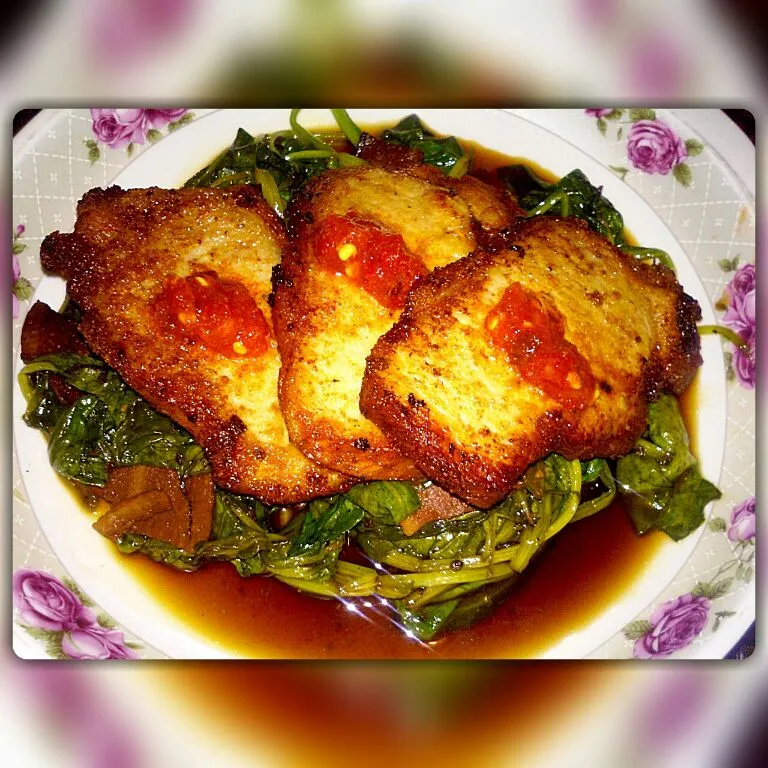 Garlic pork chops & spinach|Benjamin Rimorin Jr.さん