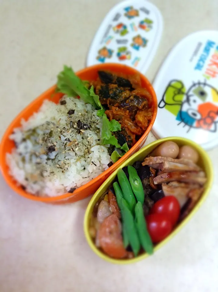 Today's lunch box. 娘ベントー。今日は社外の人とランチの約束あるの忘れて自分のぶんも弁当作っちゃうとこだった（笑）|hoppycowさん