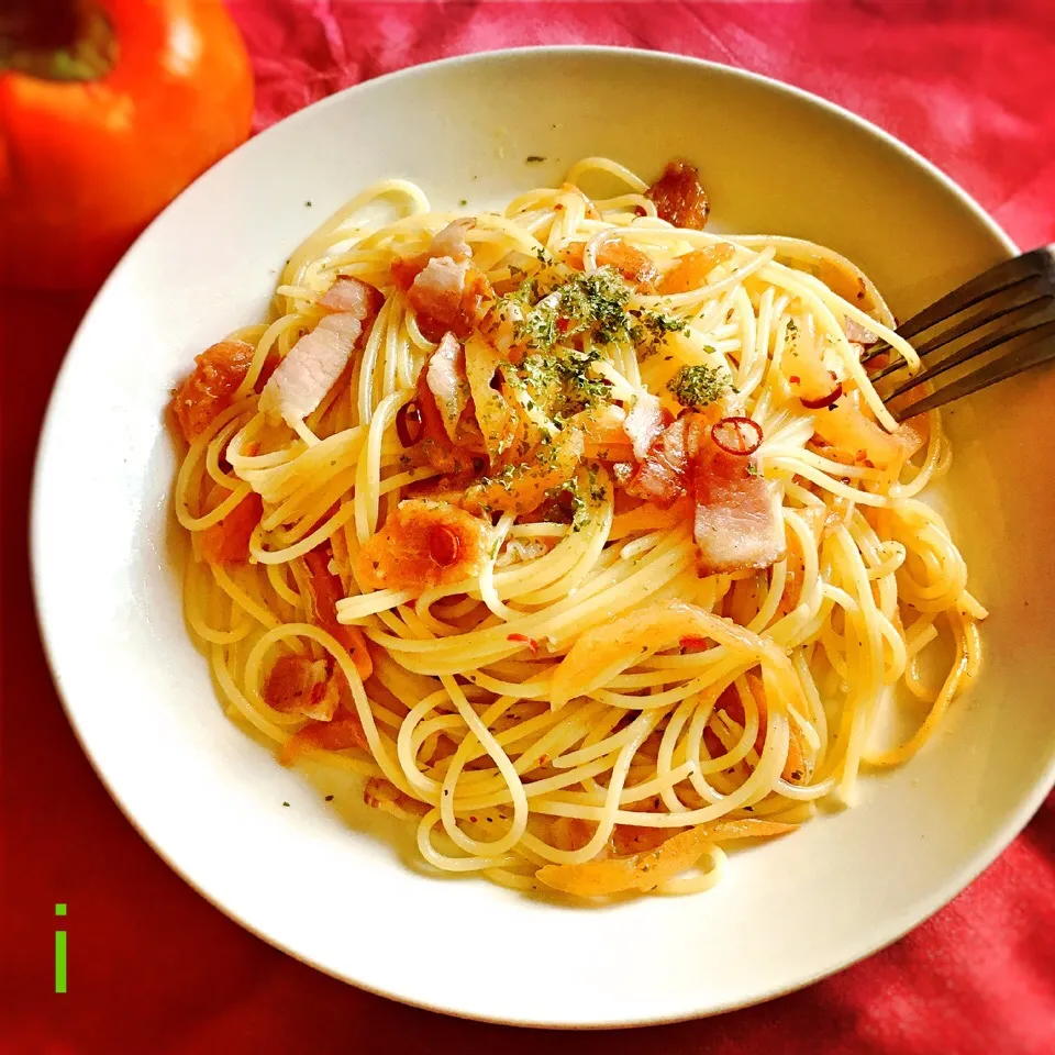 柿のスパゲッティ / ペペロンチーノ 【persimmon spaghetti /peperoncino】|izoomさん