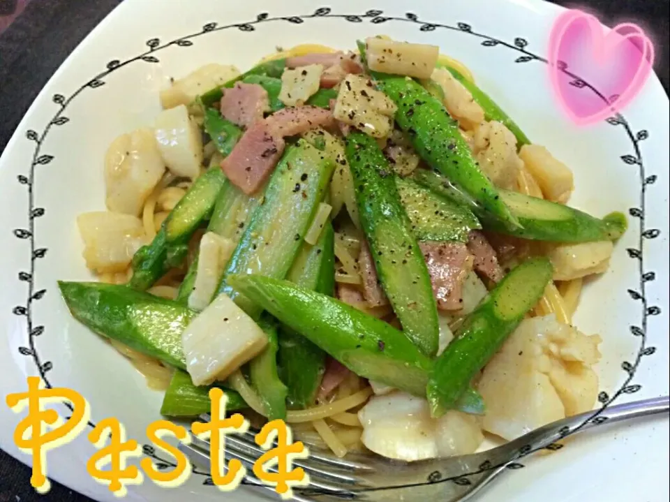 アスパラベーコン&ホタテPasta💕|mii’s⭐️お家ご飯さん