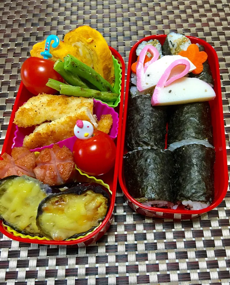 Snapdishの料理写真:☀️細巻きお弁当🎈|keikoさん