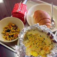 Japan school lunch! Sweet potato and macaroni gratin|Piapplesさん