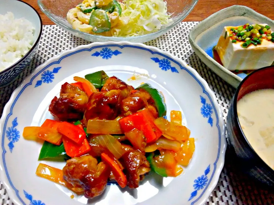 豚こま肉で酢豚の晩ご飯☆|なべちゃんさん
