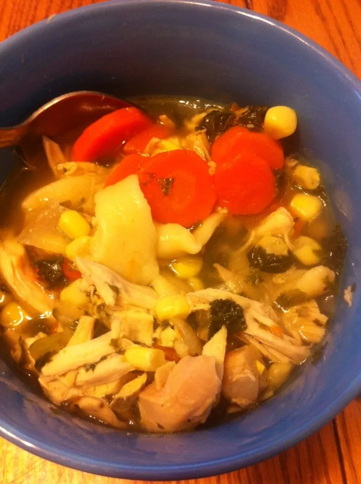 Chicken noodle soup with kale and homemade noodles|Traci Wilson Curryさん