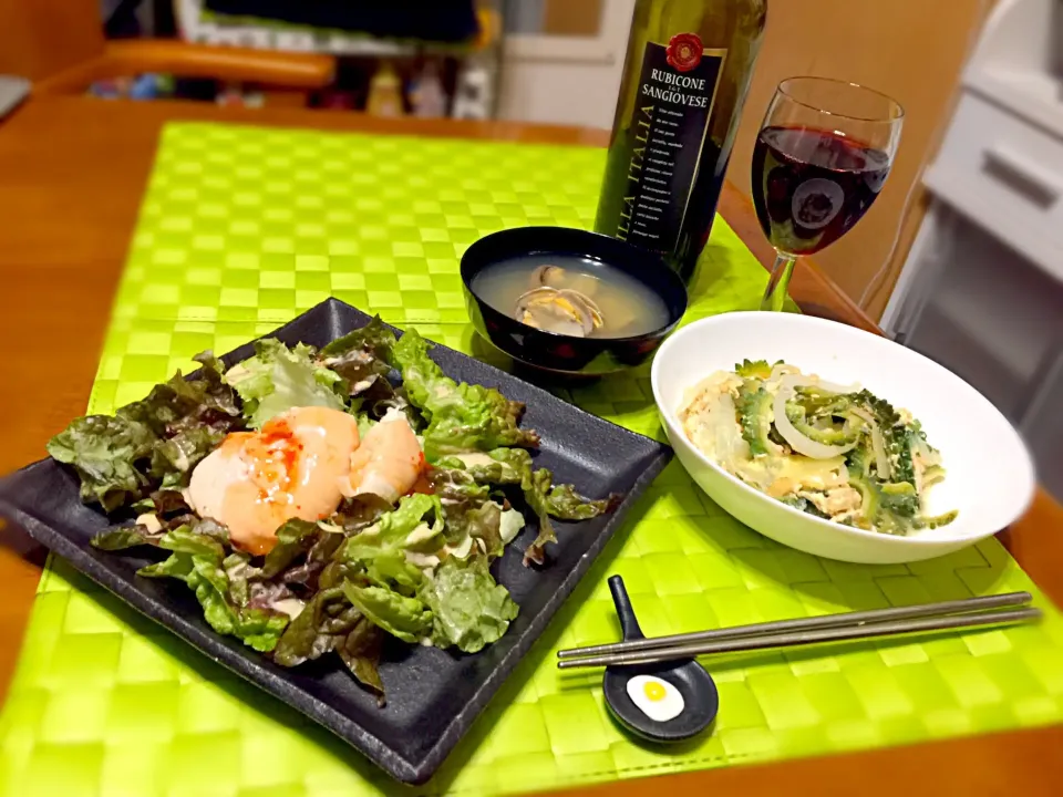 蒸し鶏サラダ&ギニサン アンパラヤ🍷|マニラ男さん