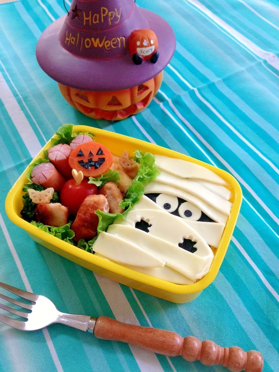 Cherry2005さんの簡単キャラ弁☆ハロウィン　ミイラくんのお弁当♪ #楽天レシピ|楽天レシピさん