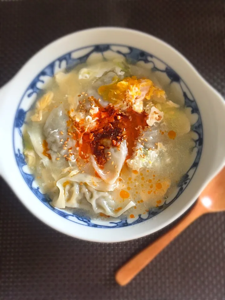 餃子入りたまごスープ🍚|春夏秋冬さん