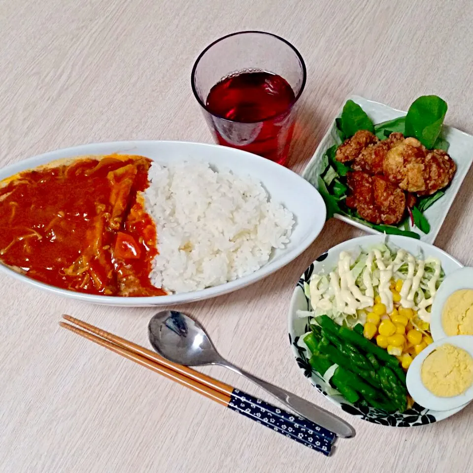 トマトきのこカレーの夜ご飯♡|Mami.Nさん