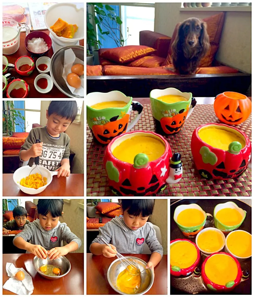 Kids cooking🎵Pumpkin pudding🎃ﾊﾟﾝﾌﾟｷﾝﾌﾟﾘﾝ🍮🎃|🌈Ami🍻さん