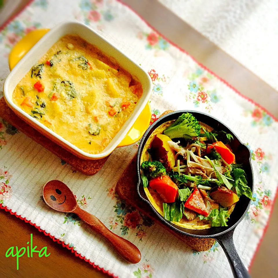 Snapdishの料理写真:【お昼ご飯】ダッチベイビー＊野菜のミルク味噌グラタン|あぴかさん