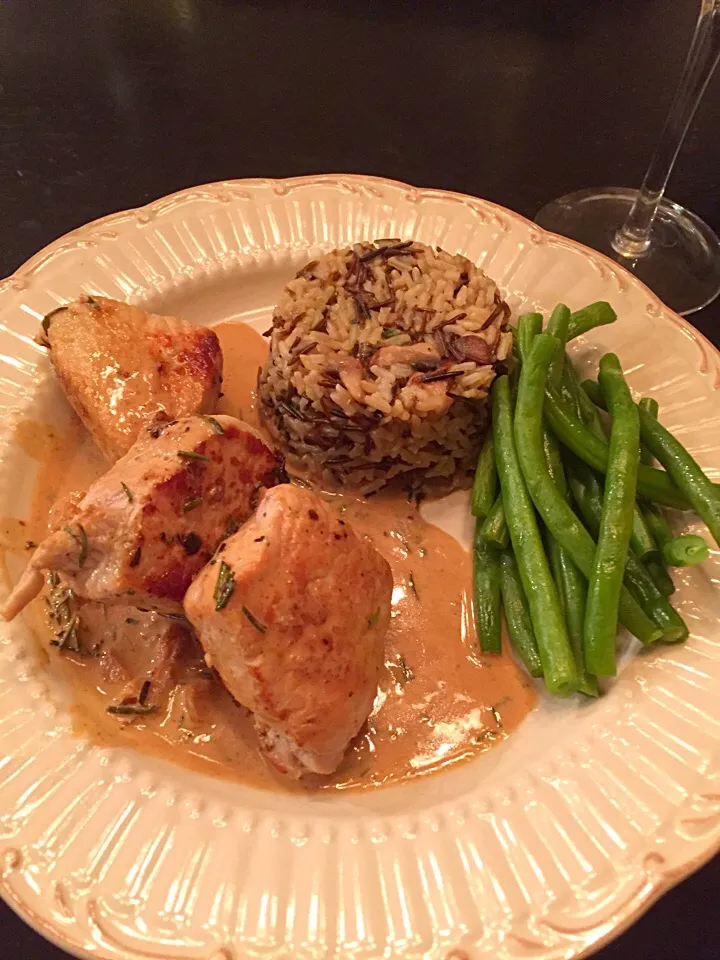 Pork Loin with Herb Gravy and Wild Rice-Mushroom Timbale|K Goodnessさん